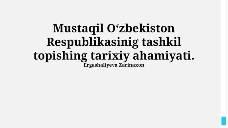 Oʻzbekiston Respublikasining Mustaqillikka Erishishining Tarixiy Sharoitlari