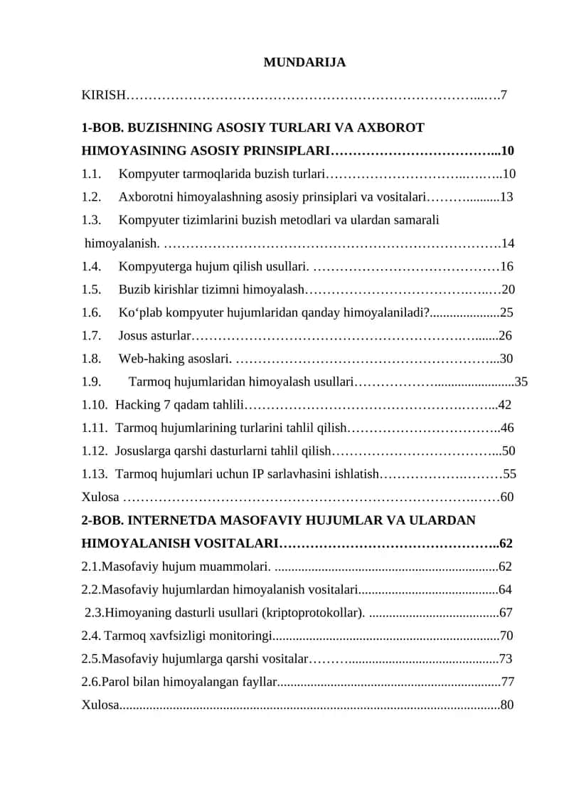 Buzib kirishlar tizimni himoyalash