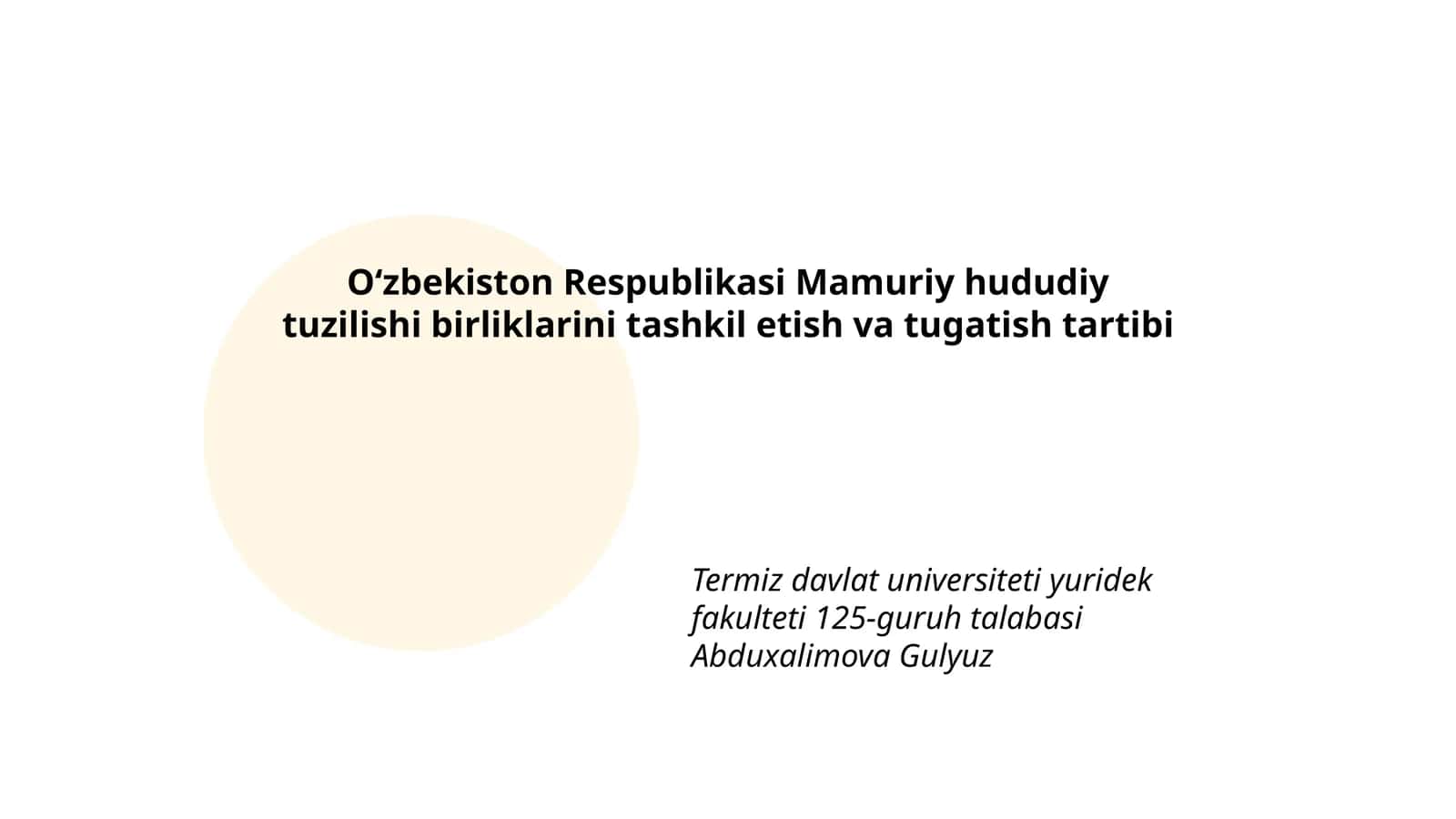 Mamuriy hududiy tuzilishi birliklarini tashkil etish va tugatish tartibi