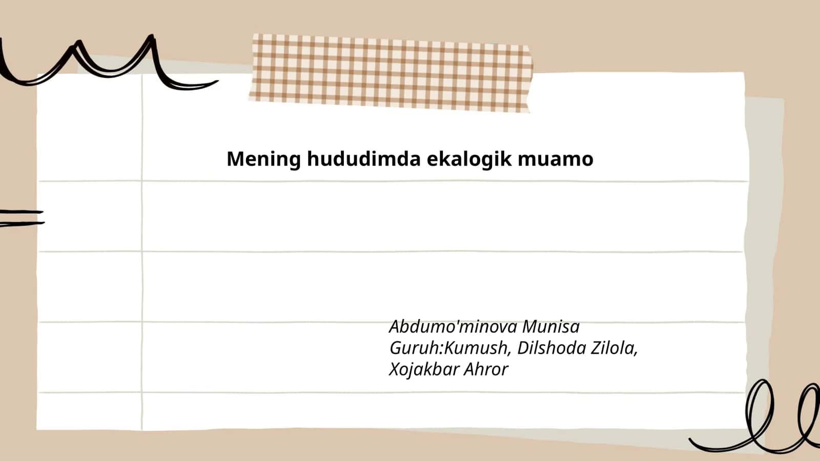 Mening hududimda ekalogik muamo