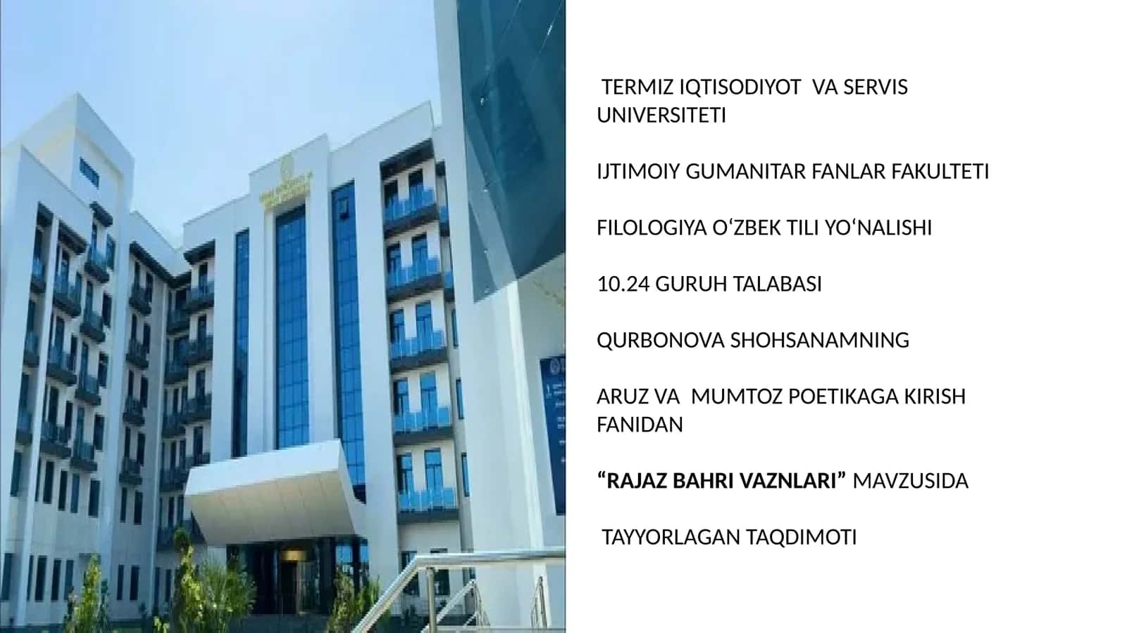 RAJAZBAHRI VA VAZNLARI