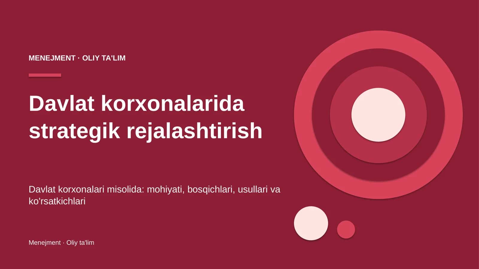 Davlat korxonalarida strategik rejalashtirish
