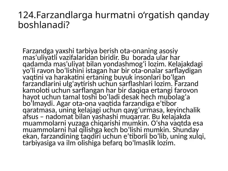 Farzandlarga hurmatni o‘rgatish