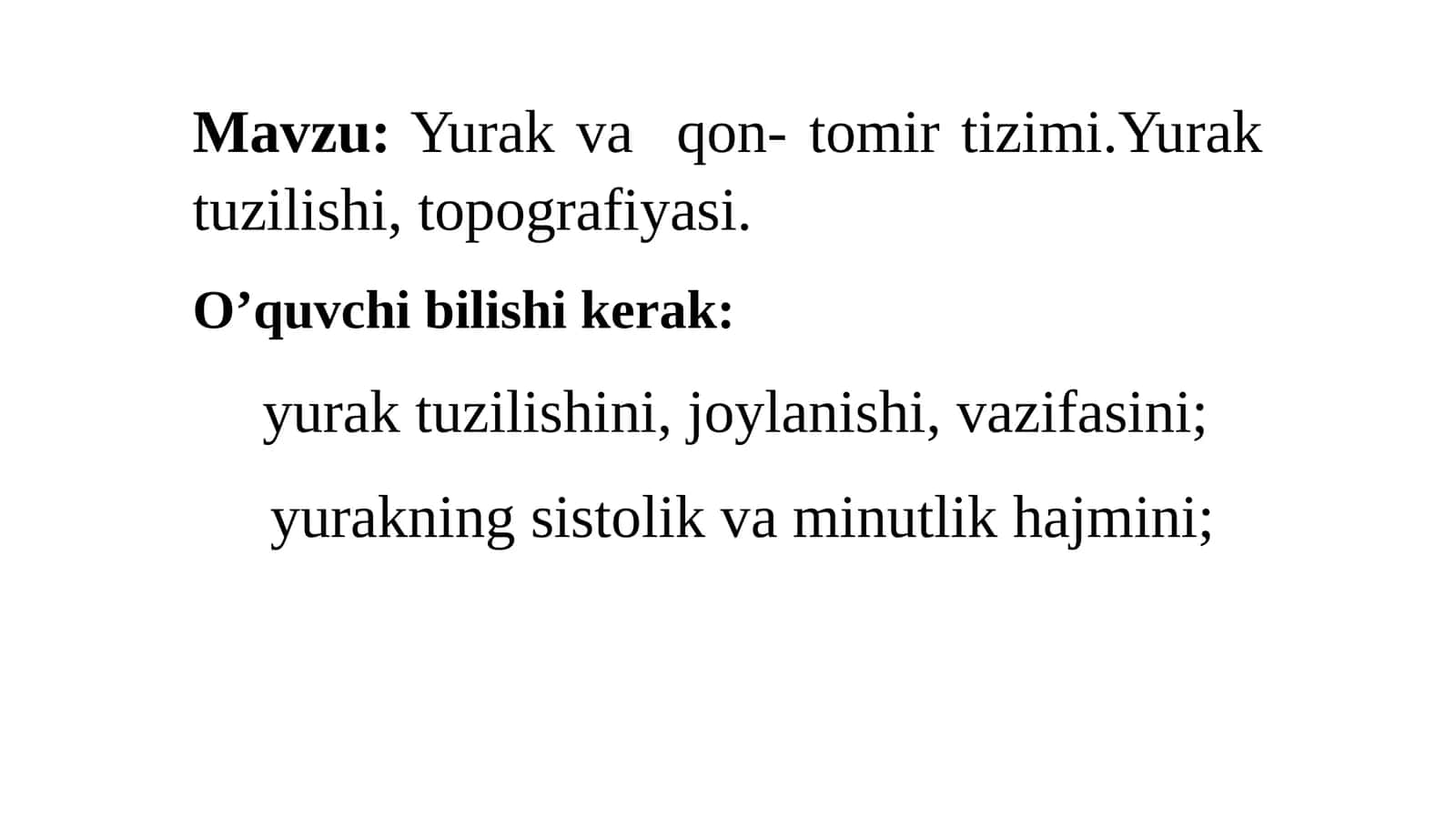 Yurak va qon tomirtizimi
