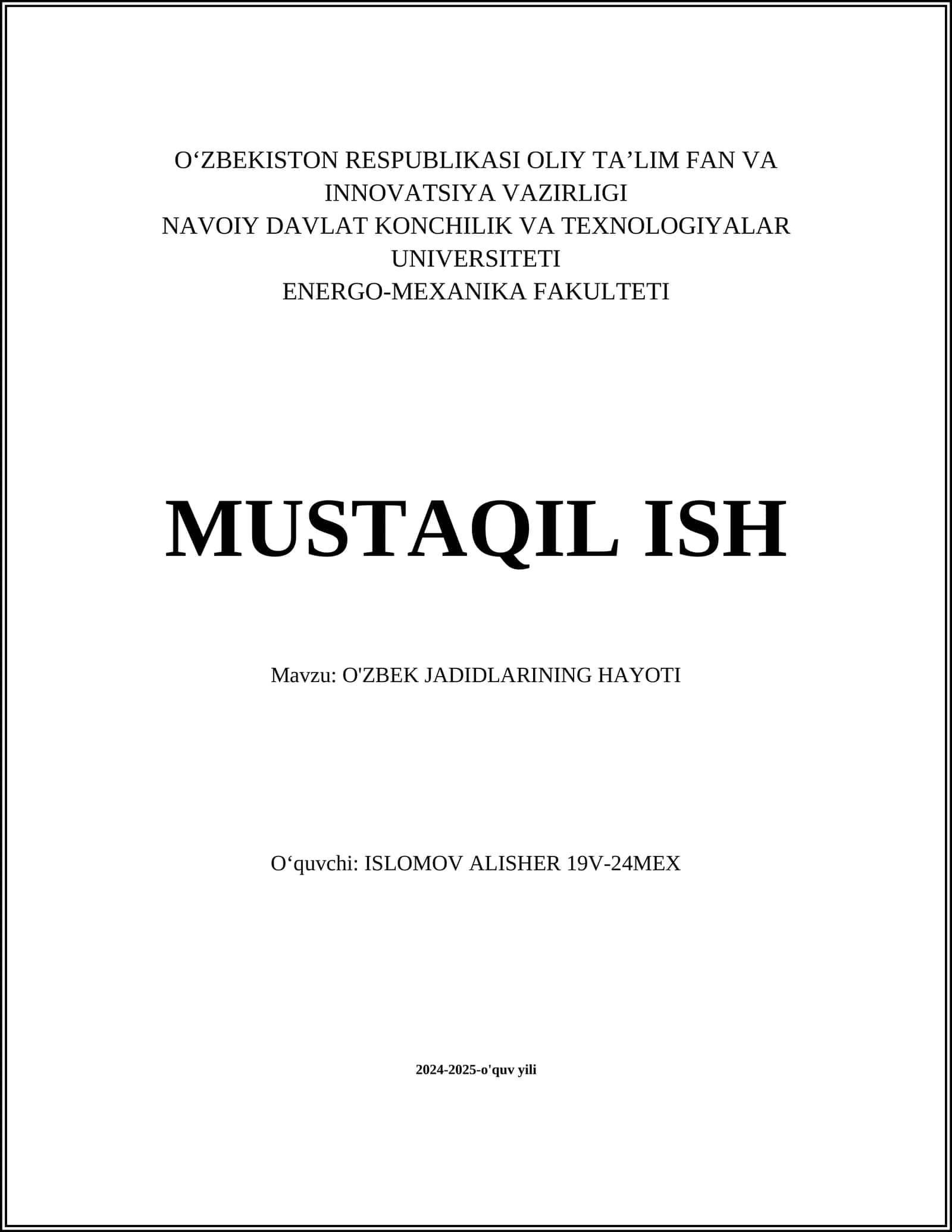 O'zbek jadidlarining ta'lim tizimidagi islohotlari