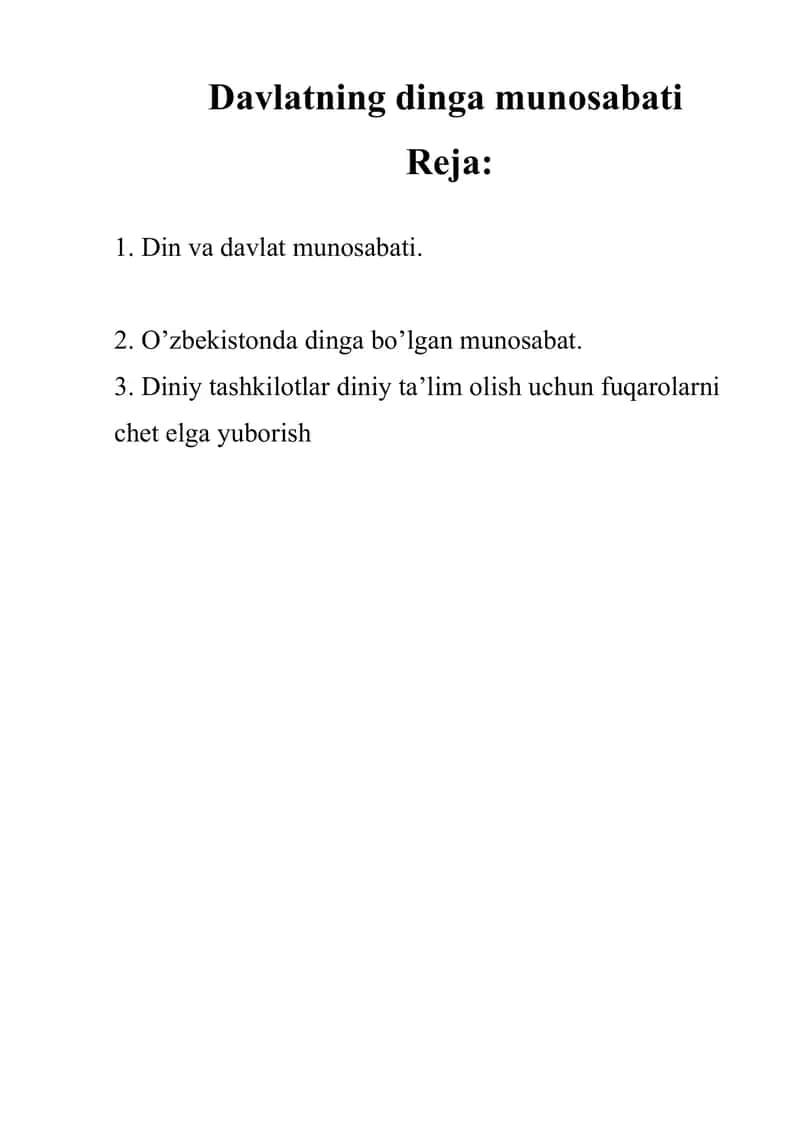 Davlatning dinga munosabati