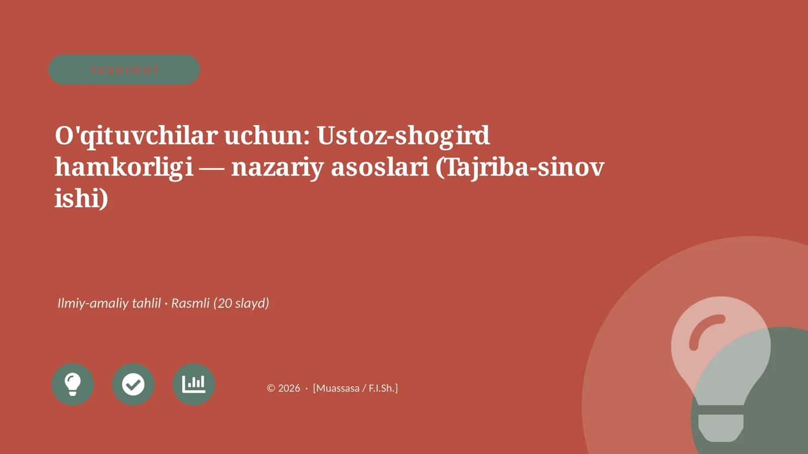 Ustoz-shogird hamkorligi — nazariy asoslari (Tajriba-sinov ishi)