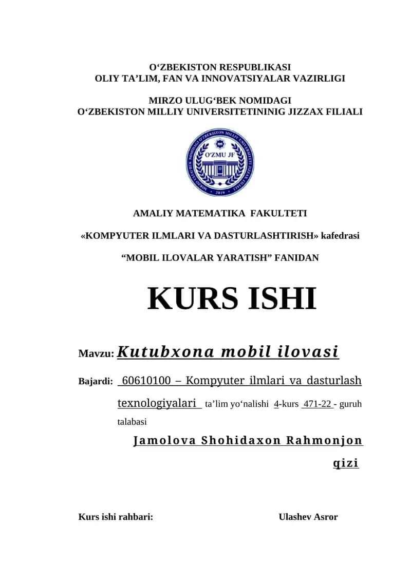 Kutubxona mobil ilovasi