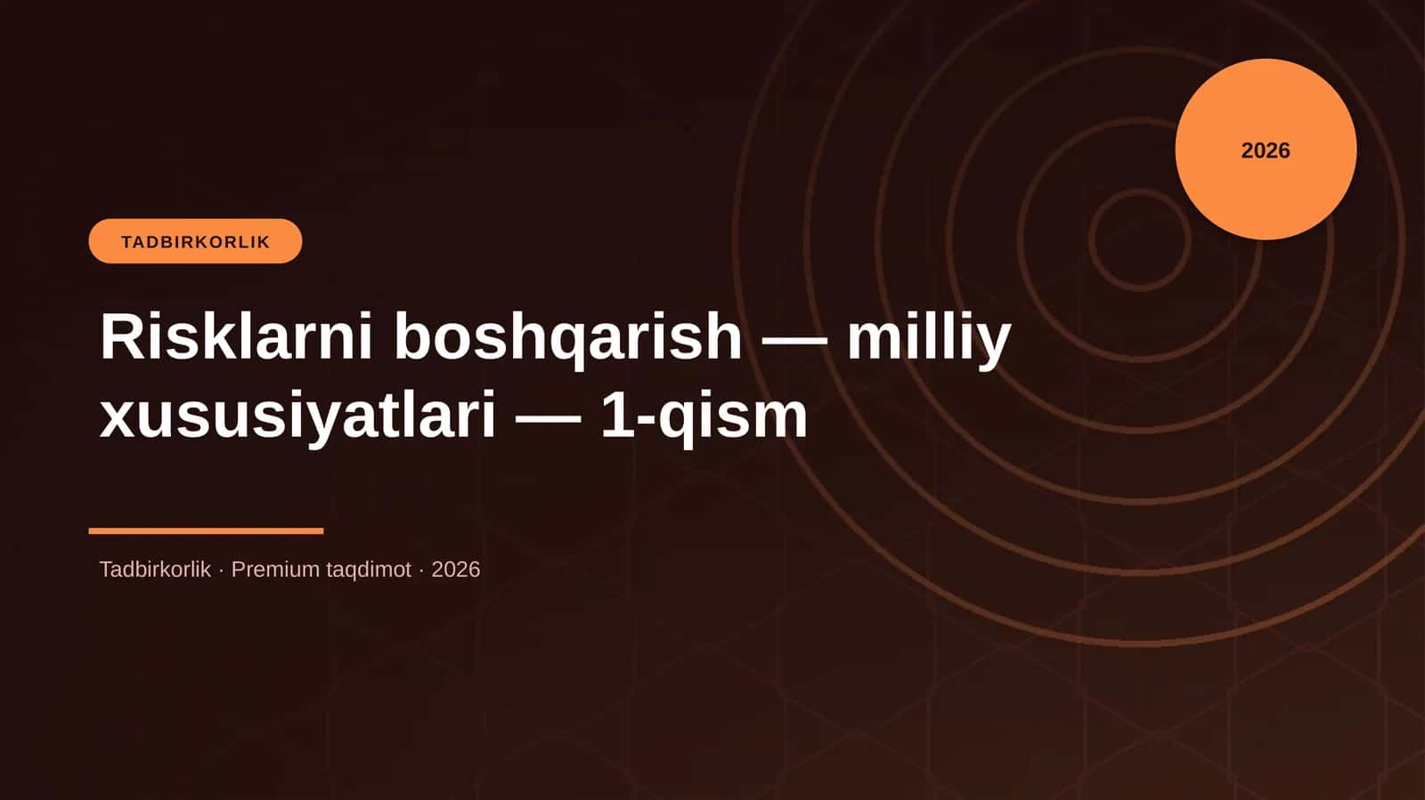 Risklarni boshqarish — milliy xususiyatlari — 1-qism