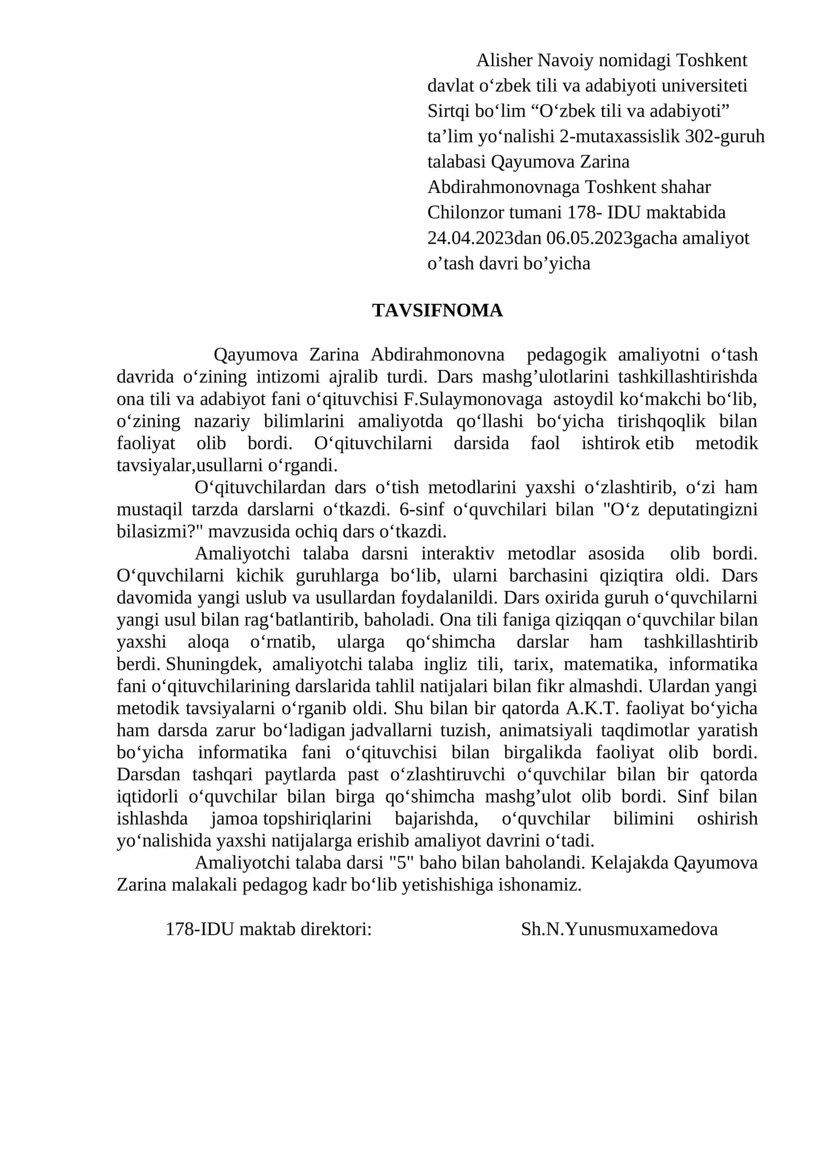 O'zbek tili va adabiyoti amaliyotlari