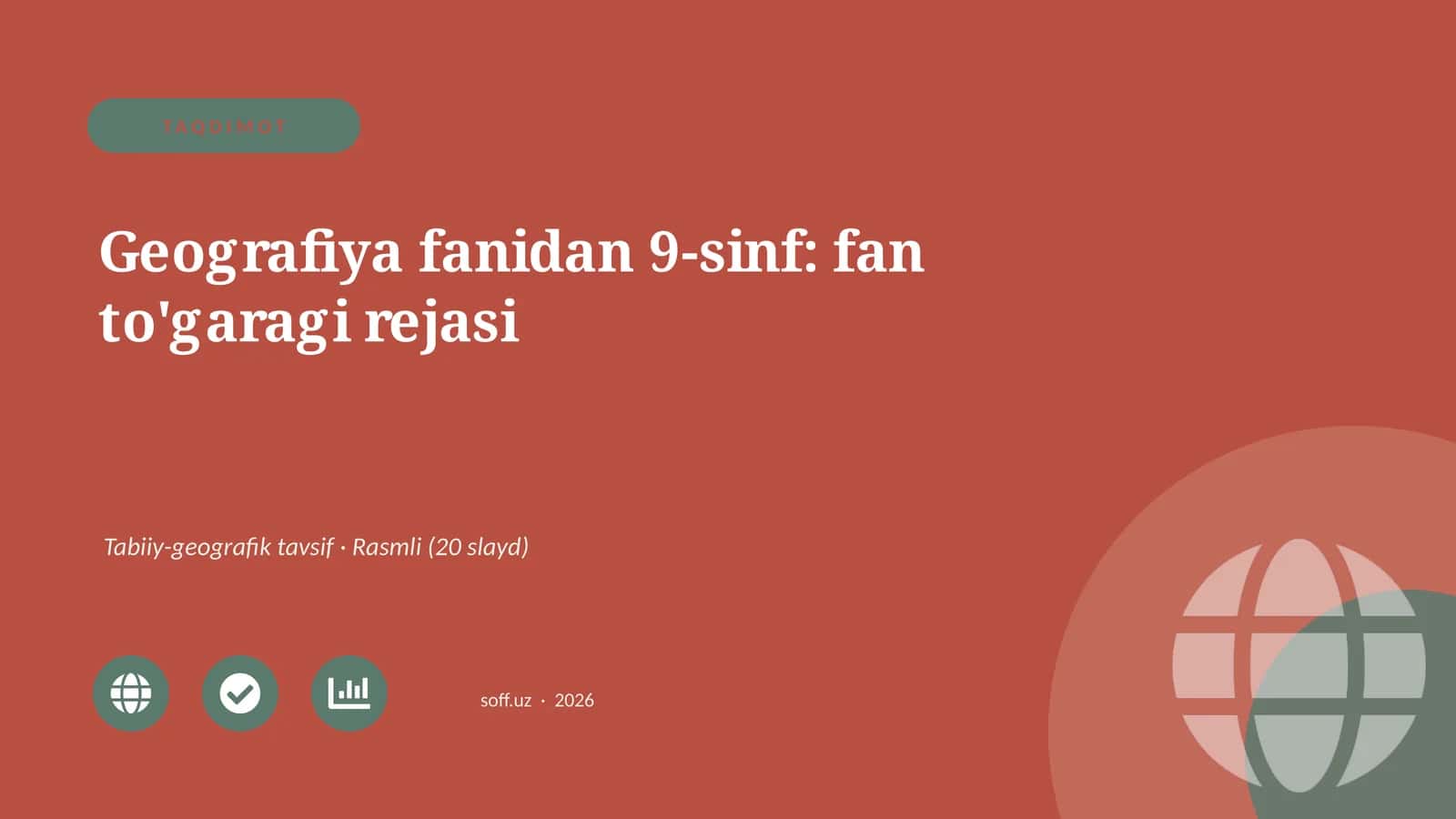 Geografiya fanidan 9-sinf: fan to'garagi rejasi
