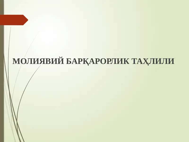 MOLIYAVIY BARQARORLIK TAHLILI