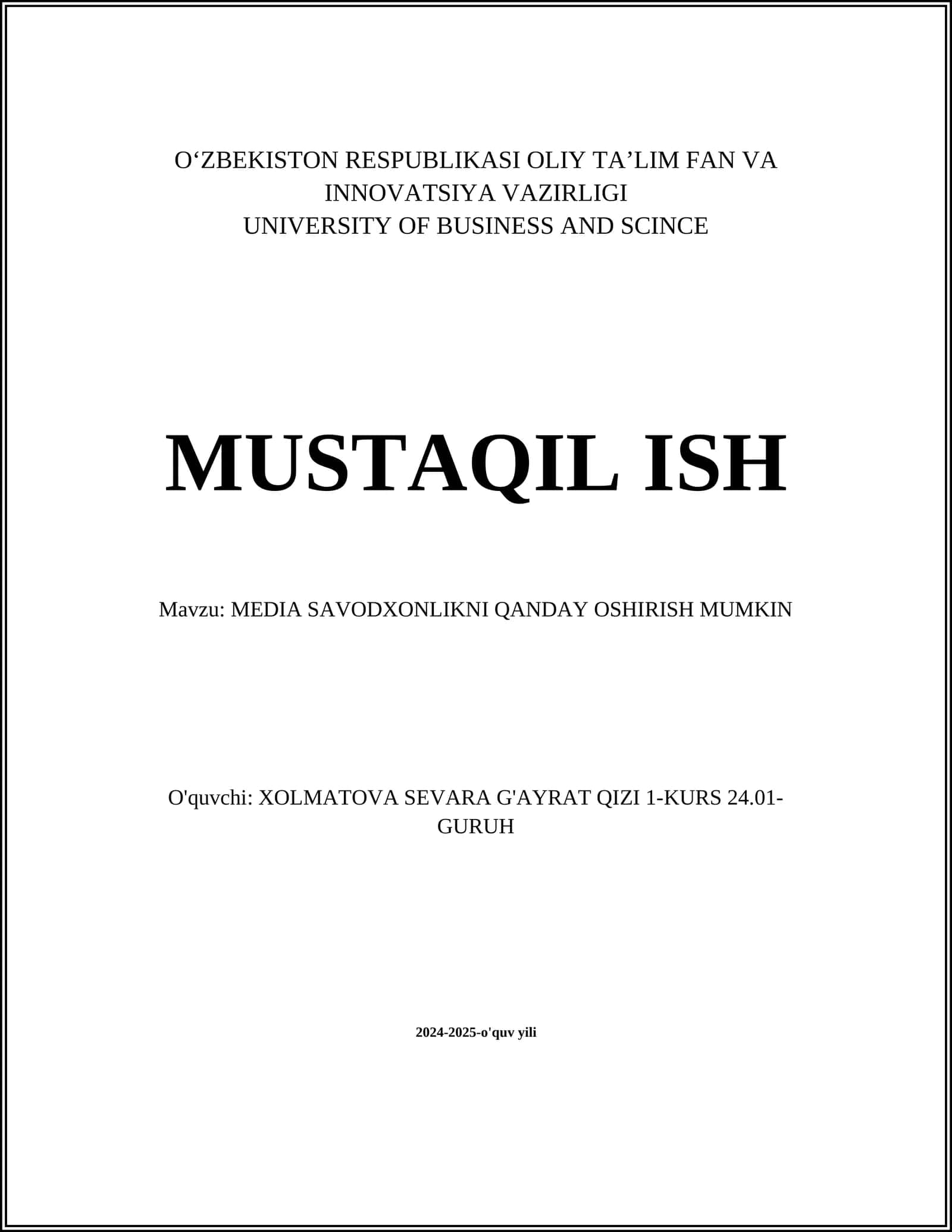 MEDIA SAVODXONLIKNI QANDAY OSHIRISH MUMKIN