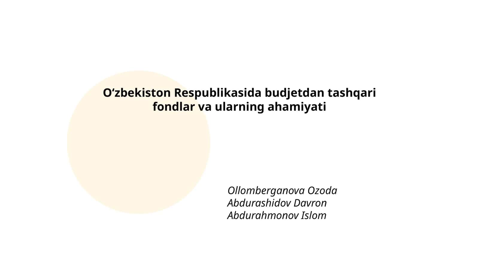 Oʻzbekiston Respublikasida budjetdan tashqari fondlar va ularning ahamiyati