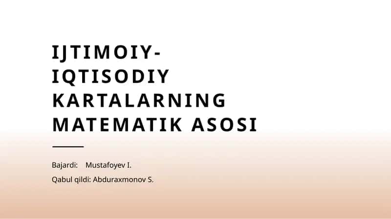 Ijtimoiy-iqtisodiy kartalarning matematik asosi
