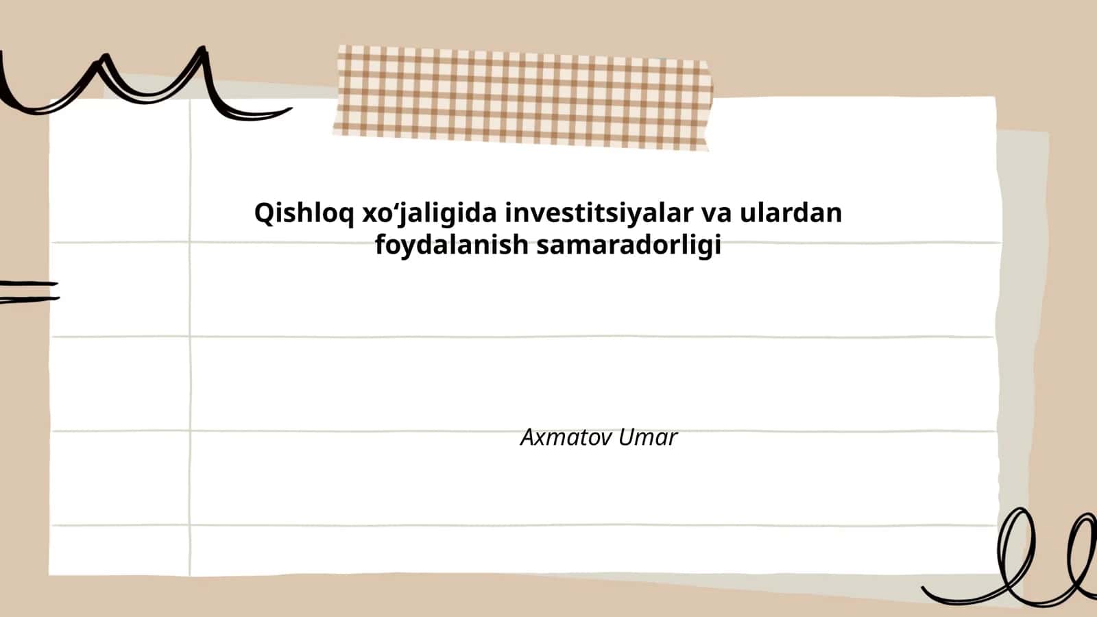Qishloq xo‘jaligida investitsiyalar va ulardan foydalanish samaradorligi