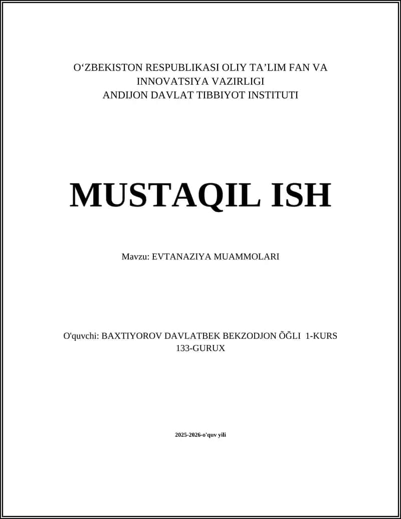 EVTANAZIYA MUAMMOLARI