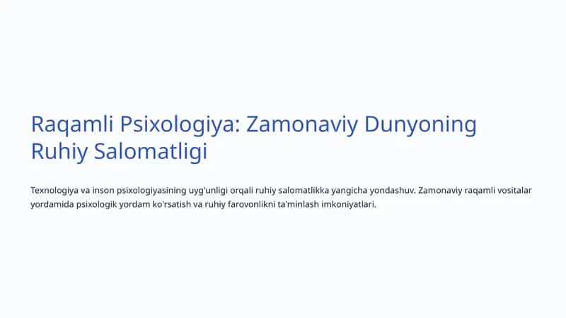 Raqamli Psixologiya