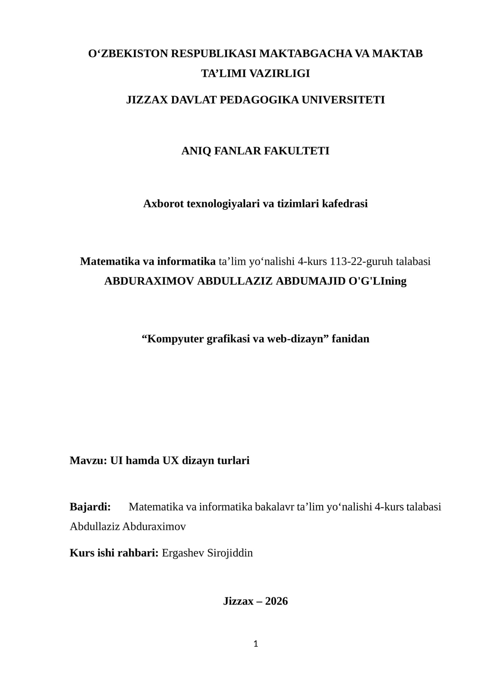 Kompyuter grafikasi va web-dizayn