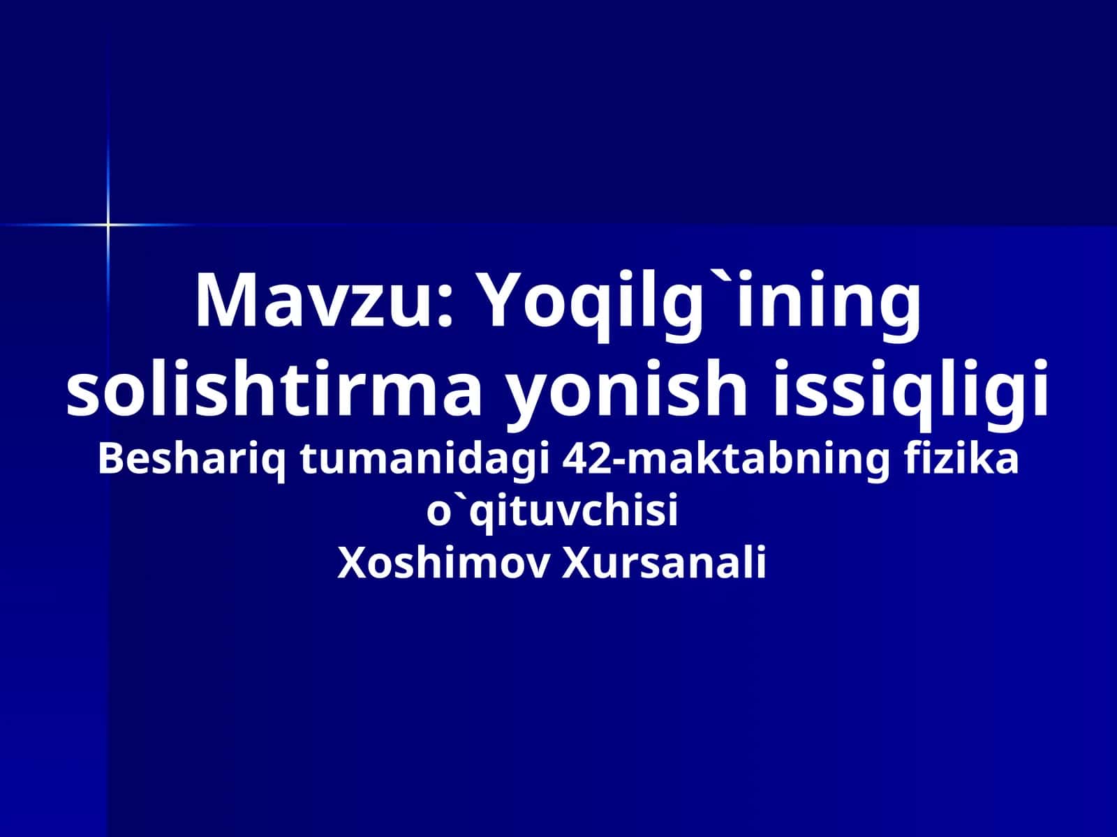 Yoqilg`ining solishtirma yonish issiqligi