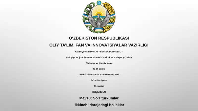 So'z turkumlar ikkinchi darajadagi bo'laklar Paronimlarni