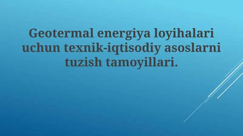 Geotermal energiya loyihalari