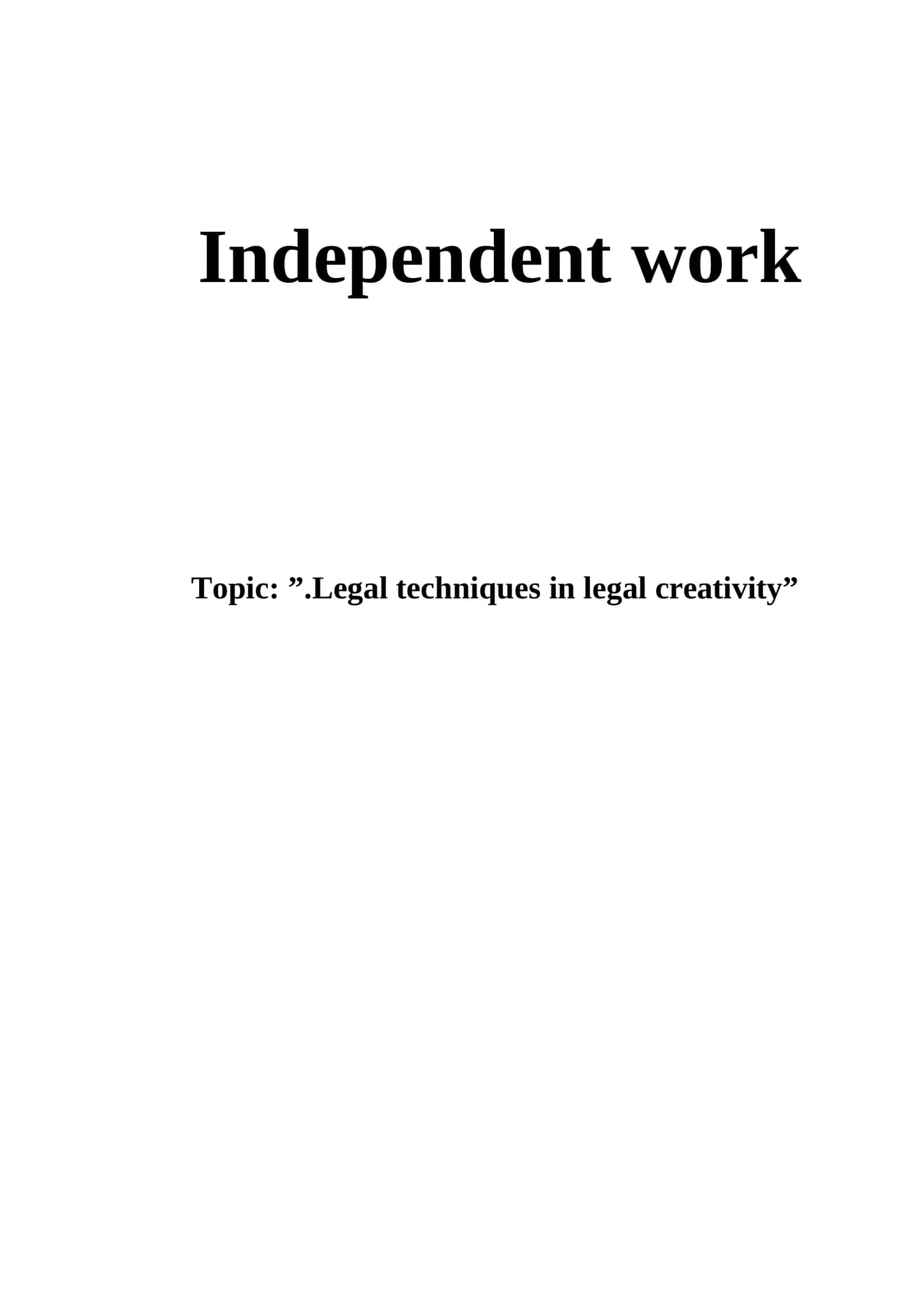 ”.Legal techniques in legal creativity”