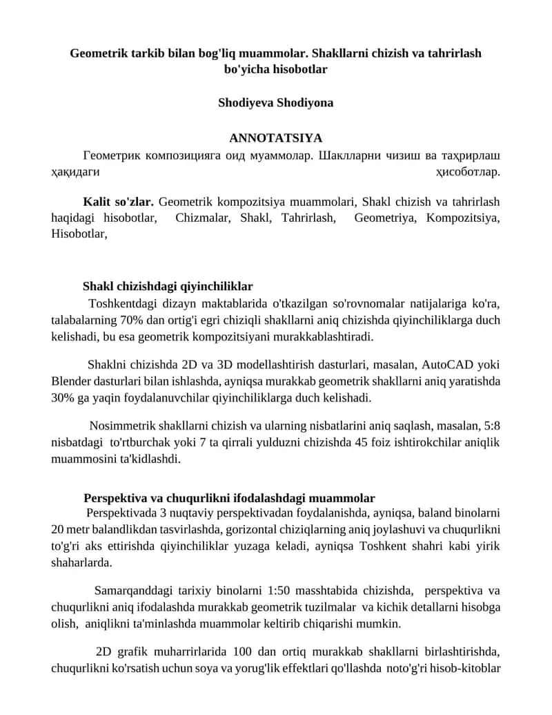 Geometrik tarkib bilan bog'liq muammolar