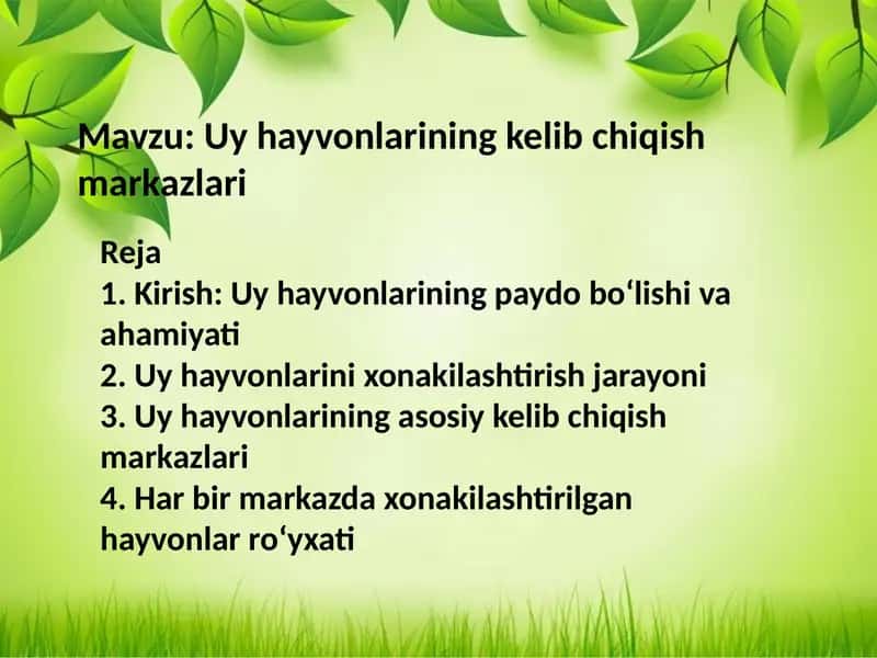 Uy hayvonlarining kelib chiqish markazlari