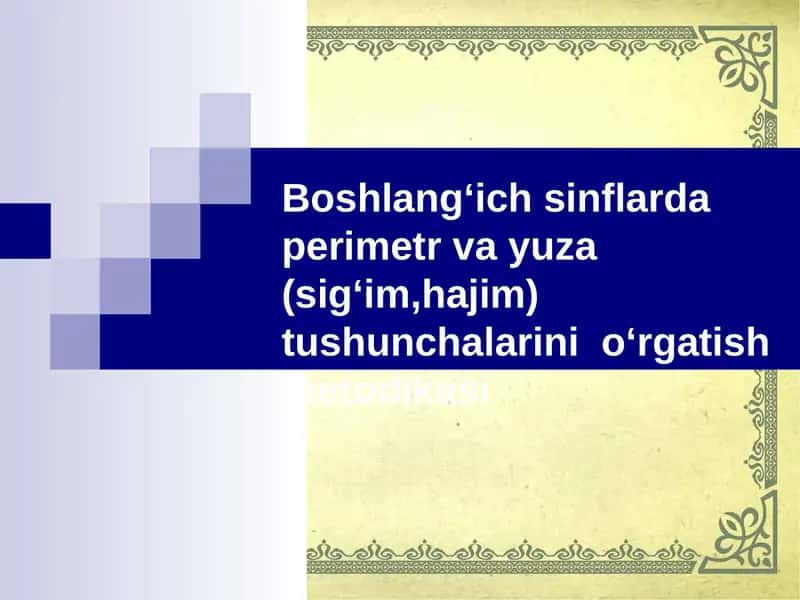 Boshlangʻich sinflarda perimetr va yuza (sigʻim,hajim) tushunchalarini oʻrgatish metodikasi