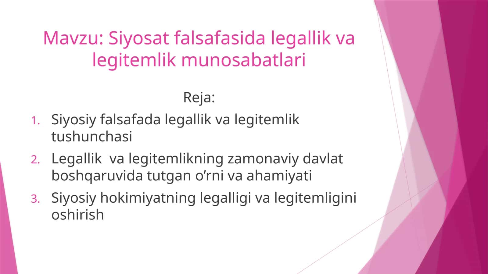 Siyosat falsafasida legallik va legitemlik munosabatlari