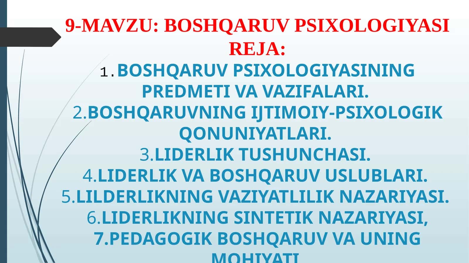 BOSHQARUV PSIXOLOGIYASI
