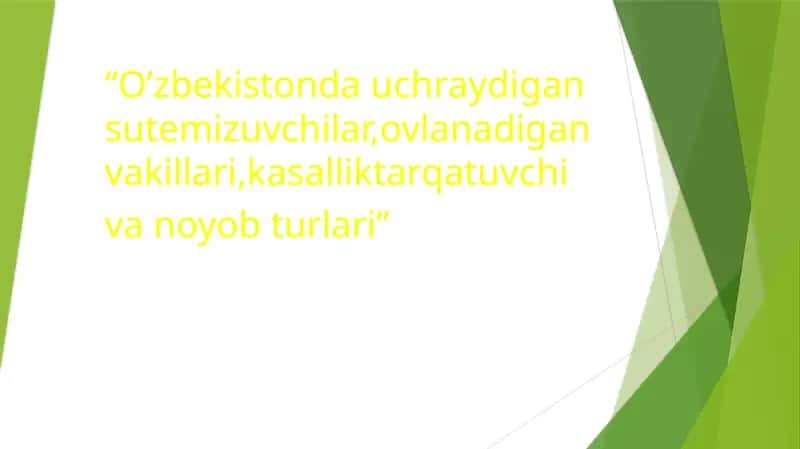 “O’zbekistonda uchraydigan sutemizuvchilar,ovlanadigan vakillari,kasallik tarqatuvchi va noyob turlari”