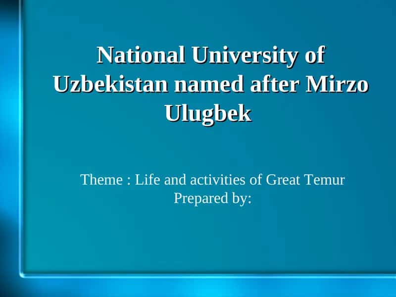 National University of Uzbekistan named after Mirzo Ulugbek