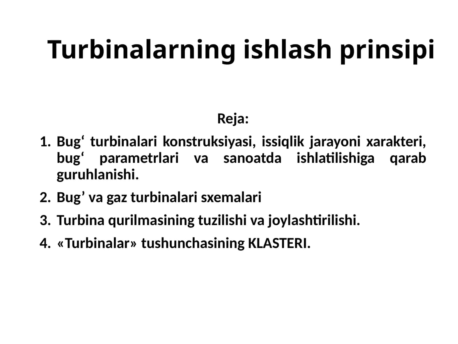Turbinalarningishlashprinsipi
