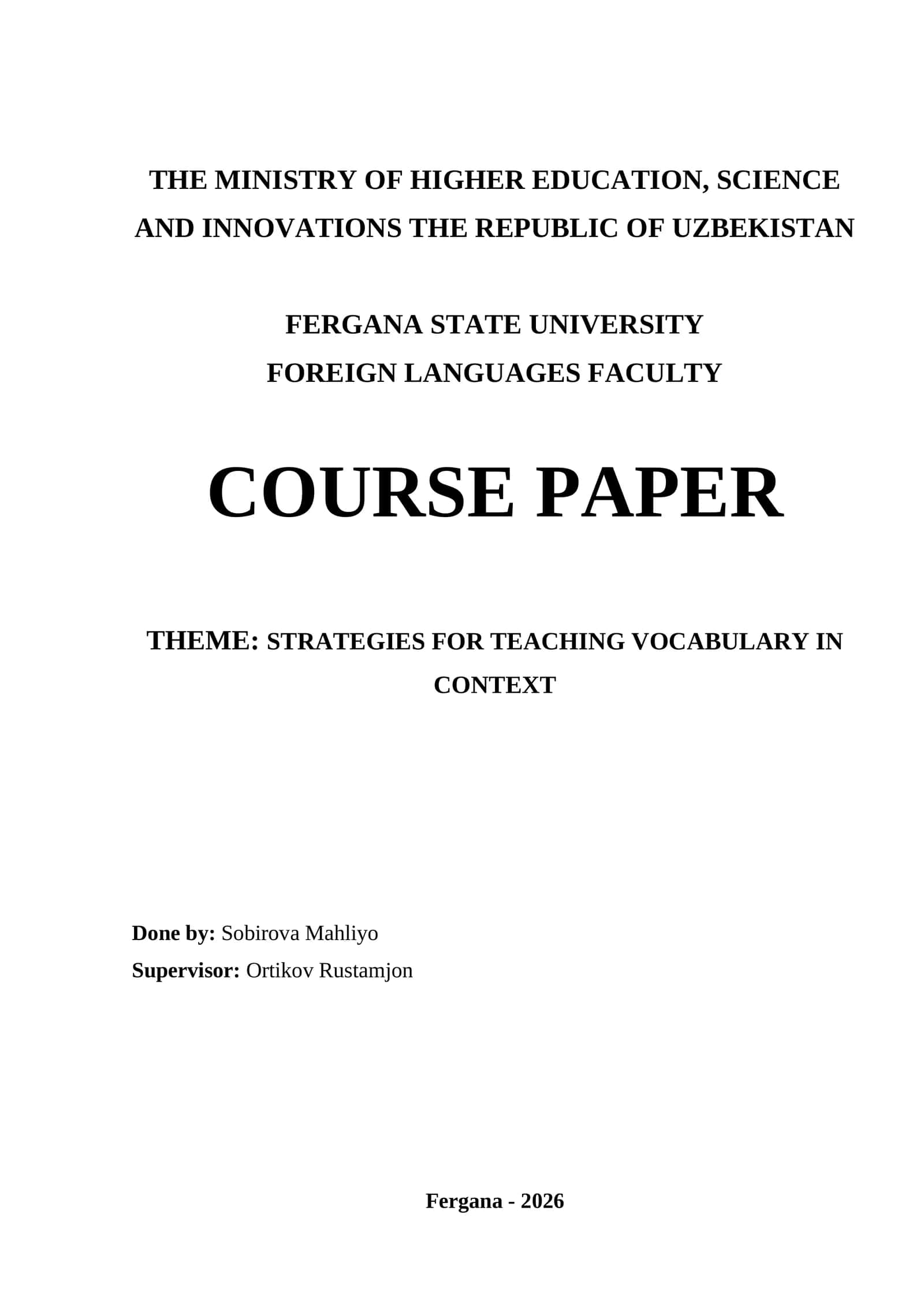 STRATEGIES FOR TEACHING VOCABULARY IN CONTEXT