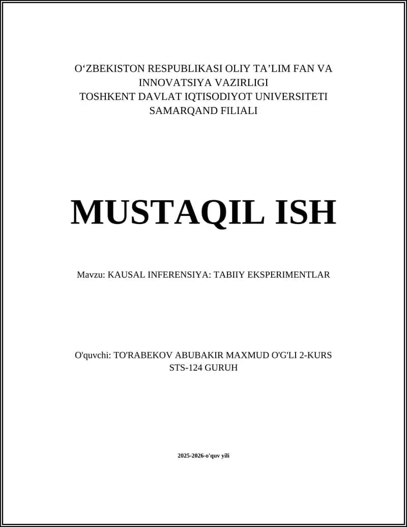 Kausal inferensiya: tabiiy eksperimentlar