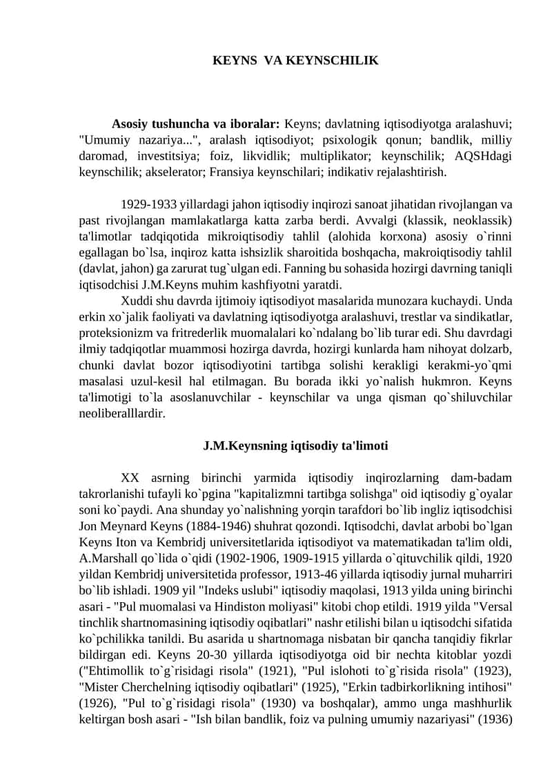 KEYNS VA KEYNSCHILIK