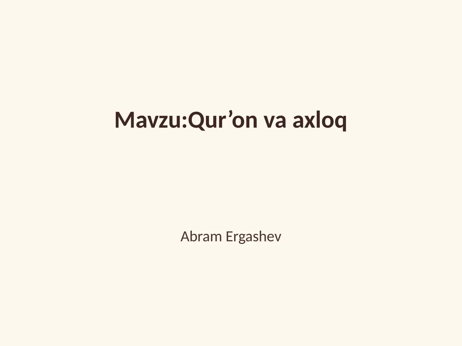 Qur’on va axloq