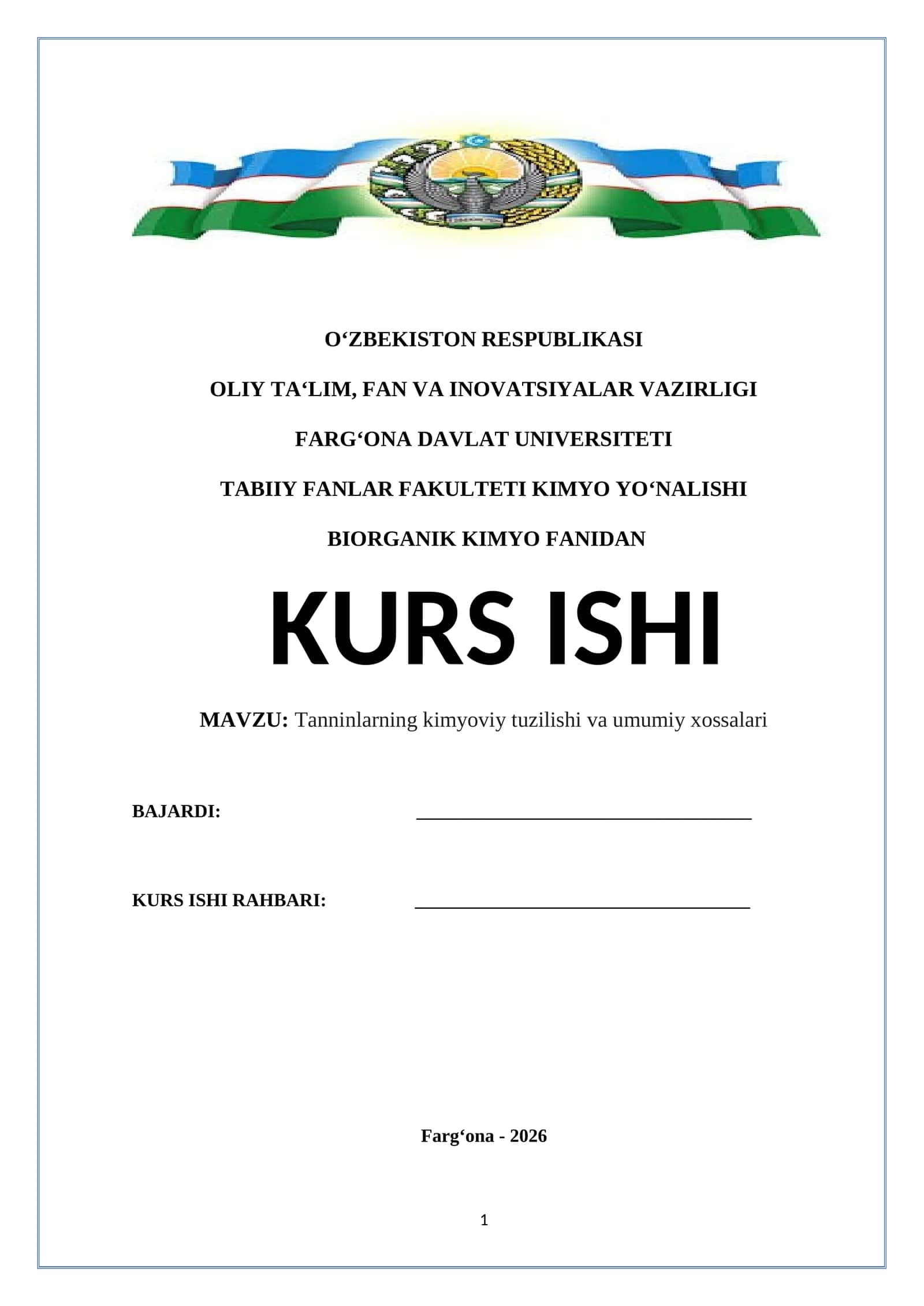 KURS ISHI (biorganik kimyo)