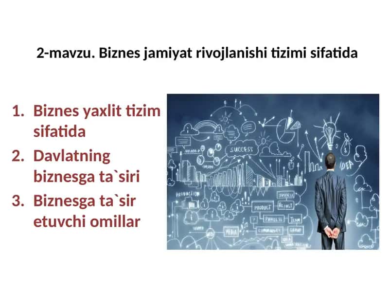 Biznes jamiyat rivojlanishi tizimi sifatida