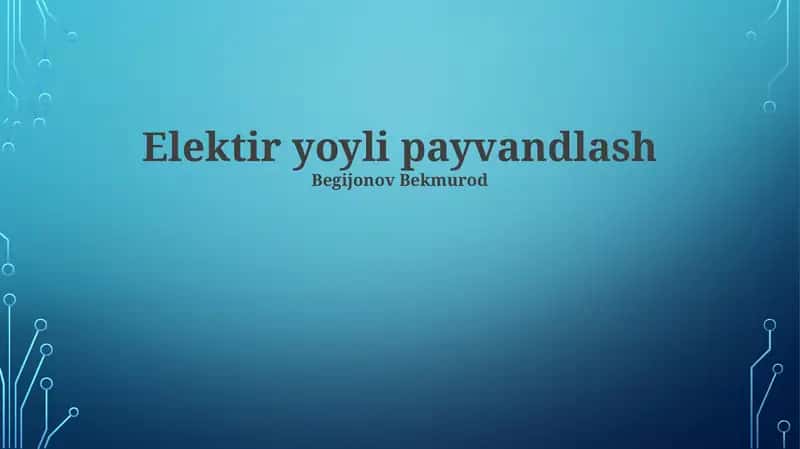 Elektir yoyli payvandlash
