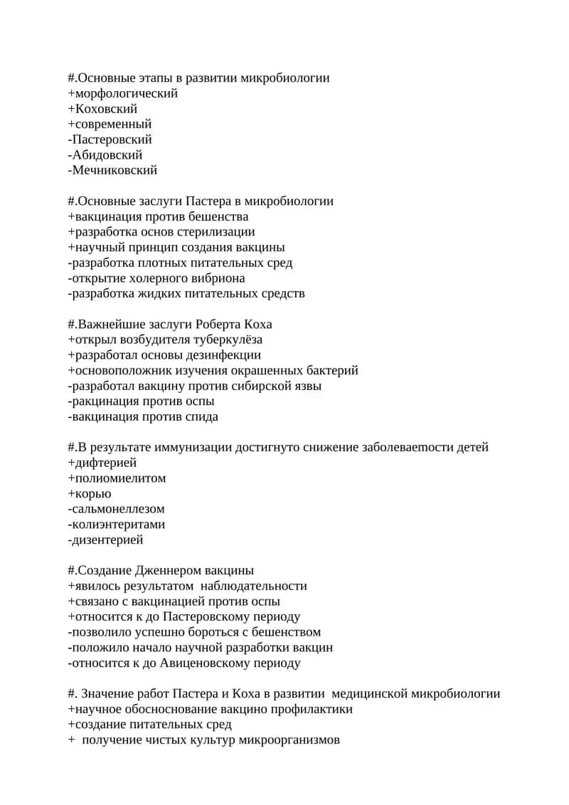 Основные этапы в развитии микробиологии