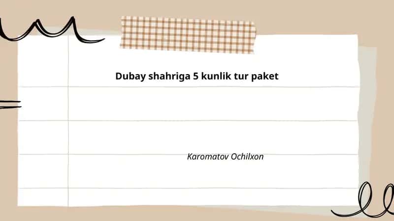 Dubay shahriga 5 kunlik tur paket