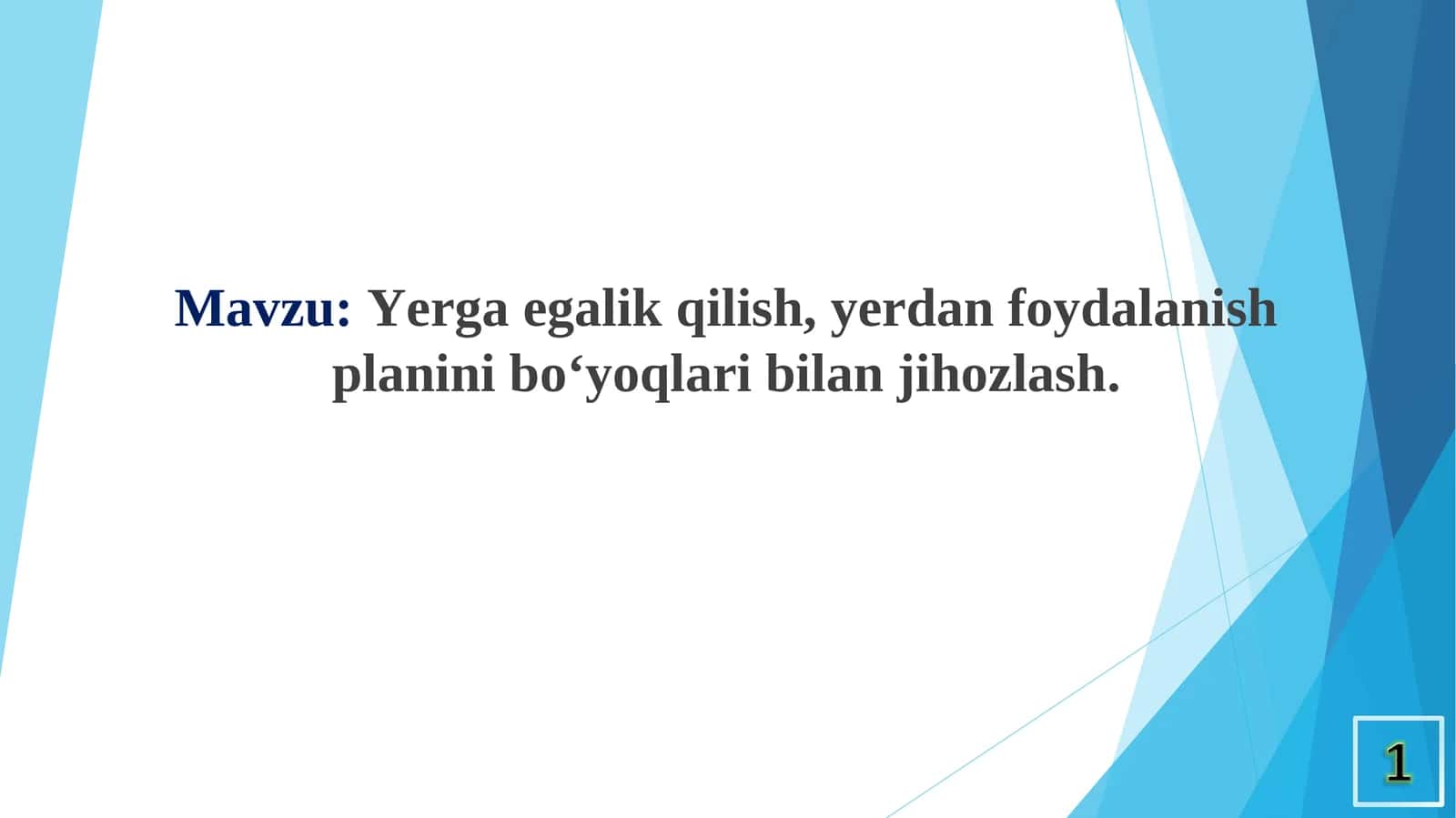 Yerga egalik qilish, yerdan foydalanish planini bo‘yoqlari bilan jihozlash