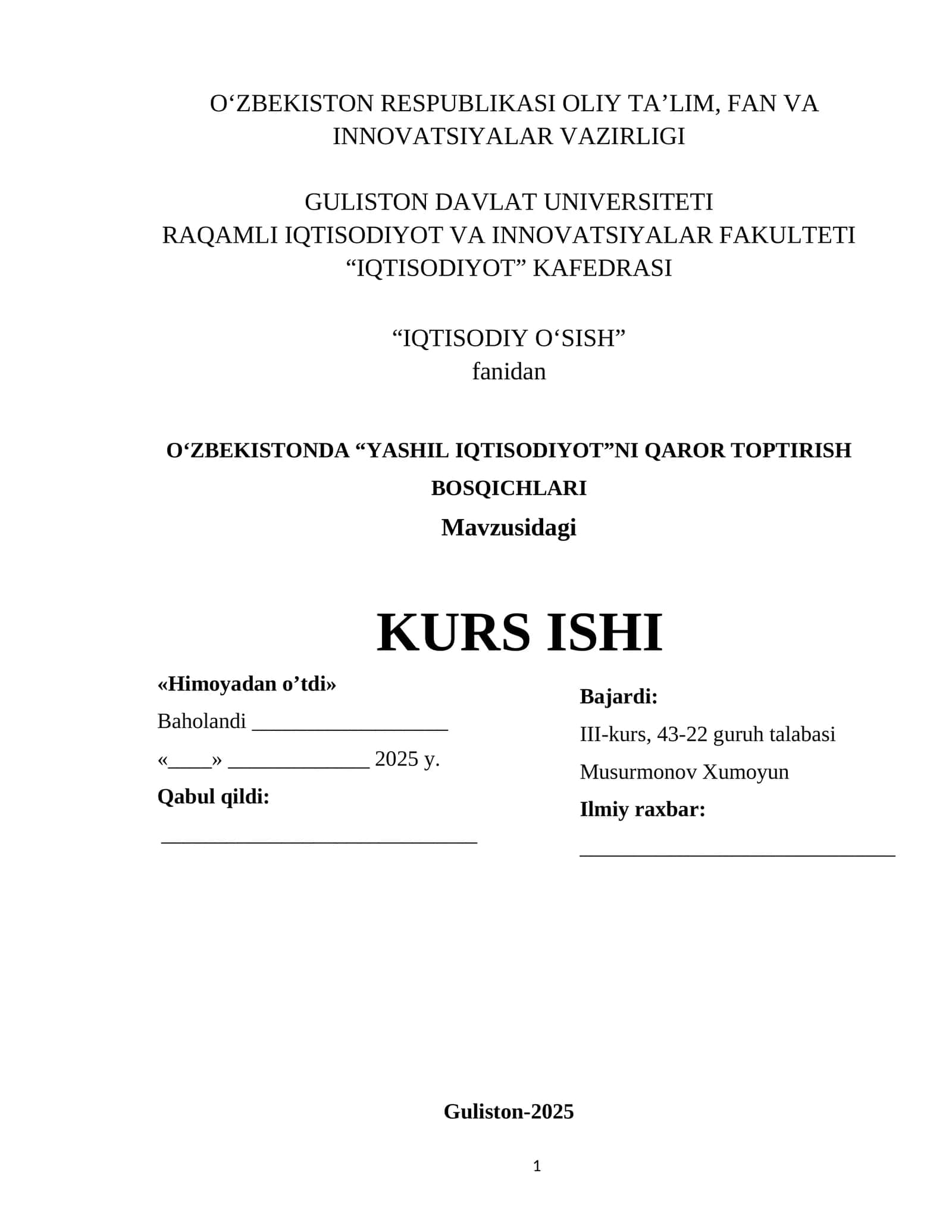 YASHIL IQTISODIYOT