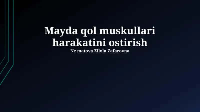 Yelka Mushaklarining Harakatini Oshirish Usullari