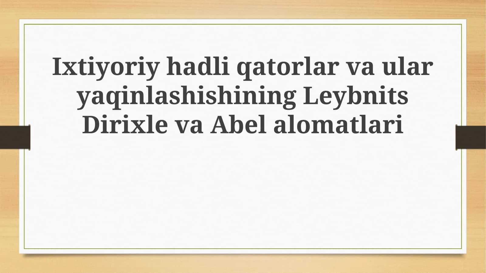 Muqobil Qatorlar va Ularning Yig'ilish Mezonlari