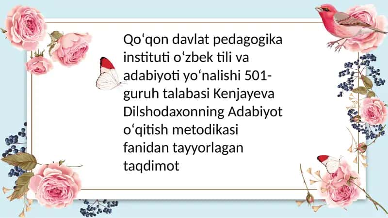 Adabiyot o'qitish metodi