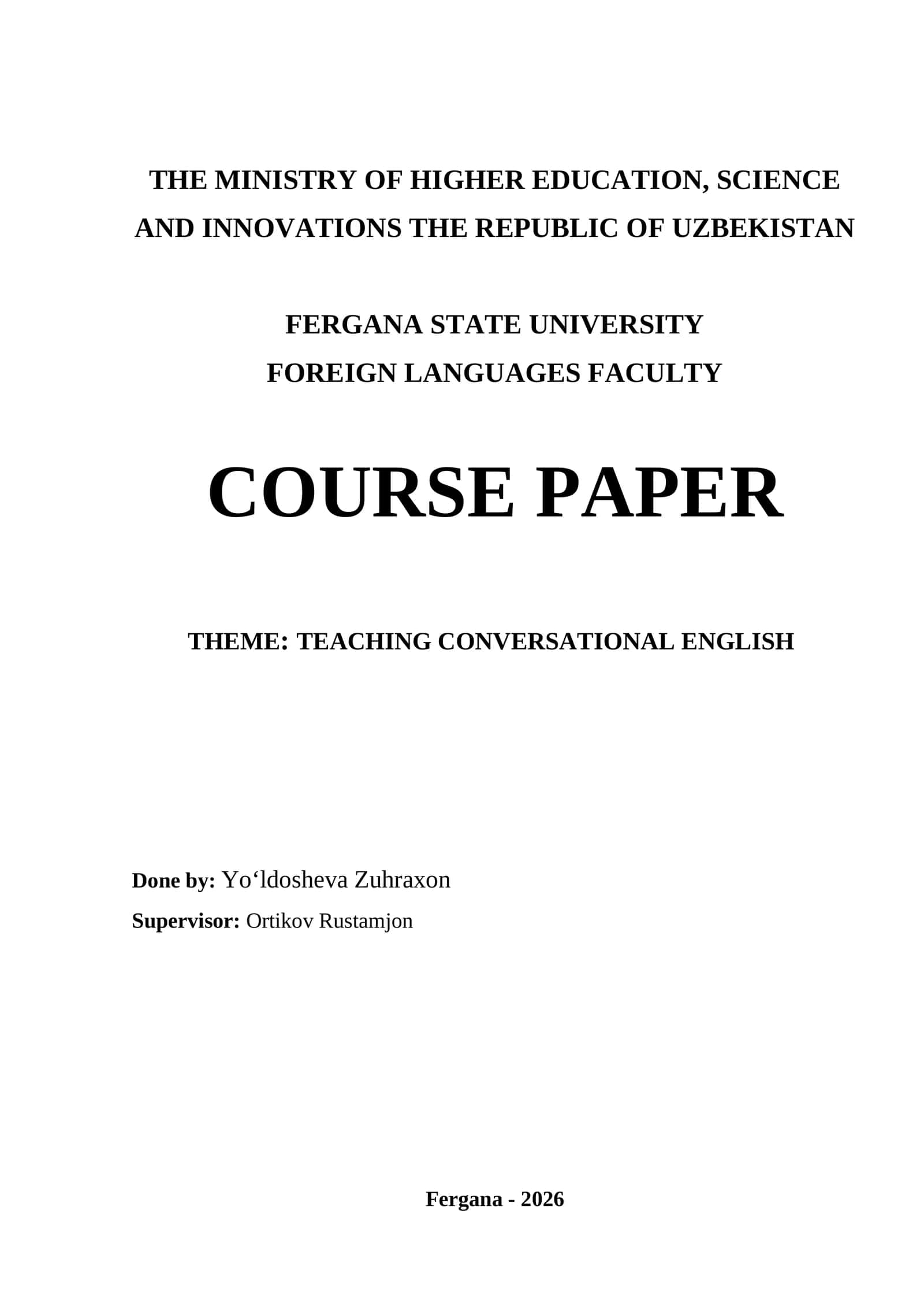 Course Paper on Teaching Conversational English